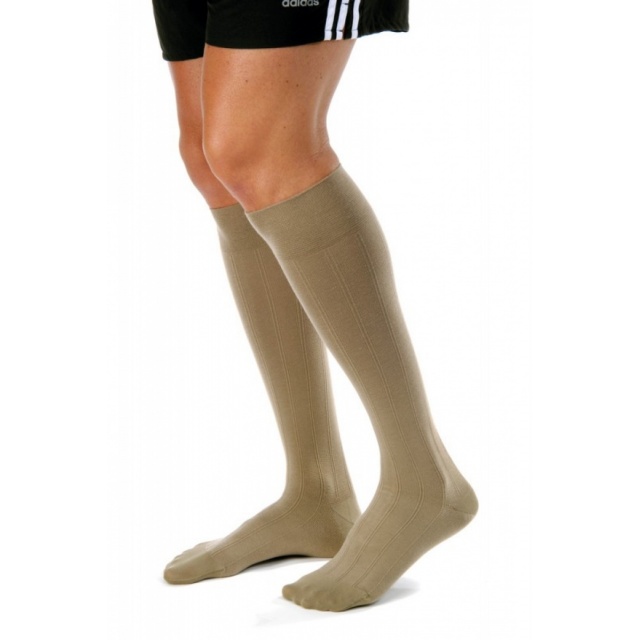 Jobst for Men Casual 15-20 Closed Toe Knee High Compression Support Socks - Khaki - X-Large