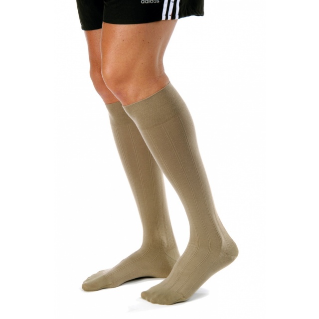Jobst for Men Casual 20-30 Closed Toe Knee High Compression Support Socks Khaki - Large Tall