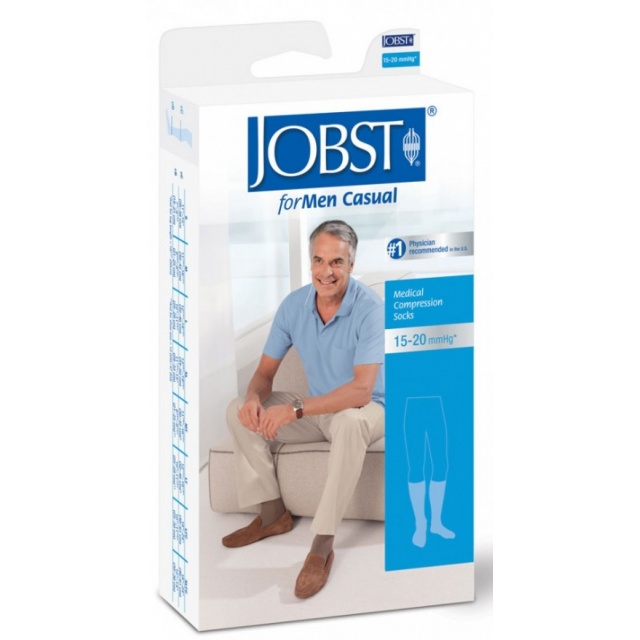 Jobst for Men Casual 15-20 Closed Toe Knee High Compression Support Socks - Navy - Large