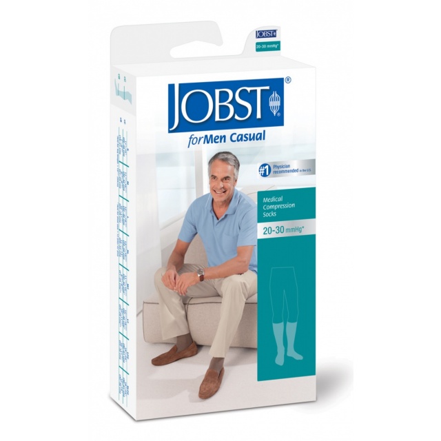 Jobst for Men Casual 20-30 Closed Toe Knee High Compression Support Socks Navy - Large Full Calf