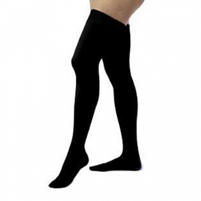 Jobst Relief 30-40 Thigh High Closed Toe Stockings with Silicone Band - Black - Medium Petite