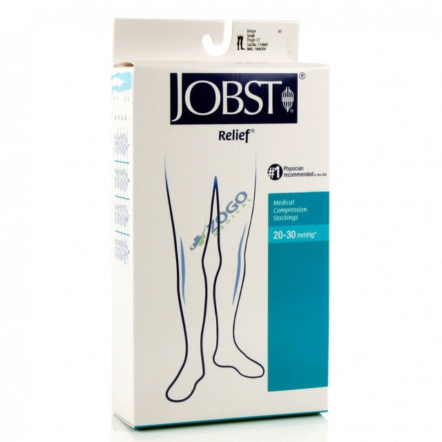 Jobst Relief 20-30 Thigh High Closed Toe Beige Stockings - Small