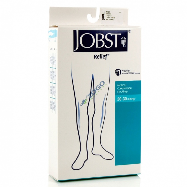 Jobst Relief 20-30 Thigh High Closed Toe Beige Stockings - Medium