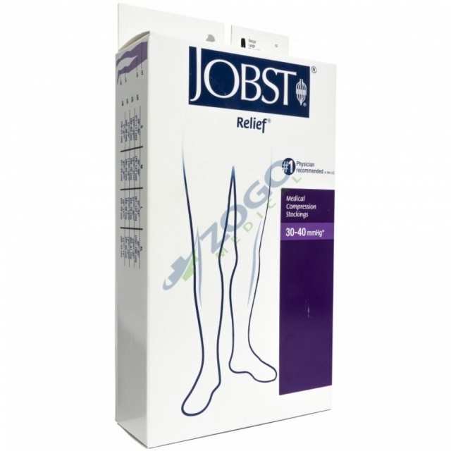 Jobst Relief 30-40 Open Toe Waist High Compression Pantyhose - Beige - Large