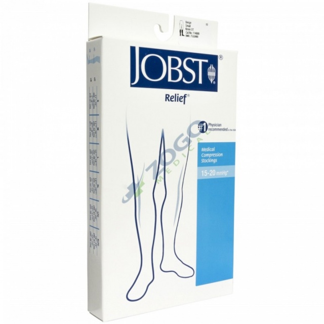 Jobst Relief 15-20 Knee High Open Toe Compression Stockings - Beige - Small