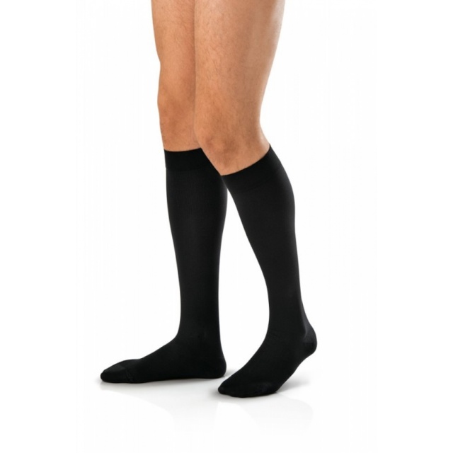 Jobst for Men 15-20 Closed Toe Knee High Ribbed Compression Socks - Black - Large