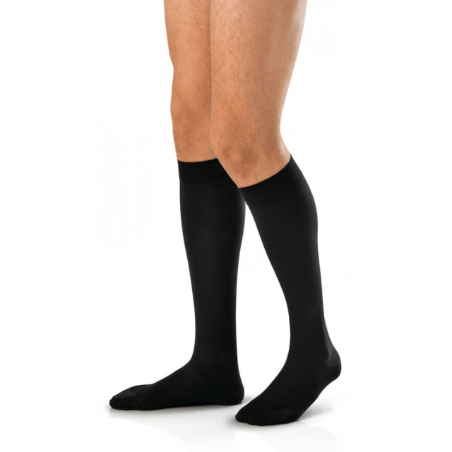 Jobst for Men 20-30 Closed Toe Knee High Ribbed Compression Socks - Black - X-Large Full Calf