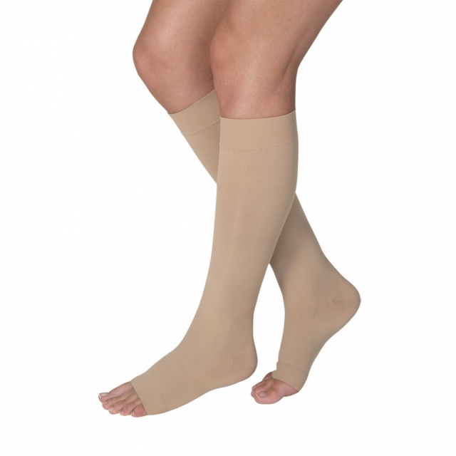 Jobst Opaque 15-20 Open Toe Knee High Moderate Compression Stockings Natural - Medium