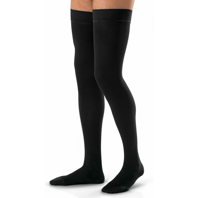 Jobst for Men 20-30 Thigh High Compression Stockings with Silicone Border Black - Small