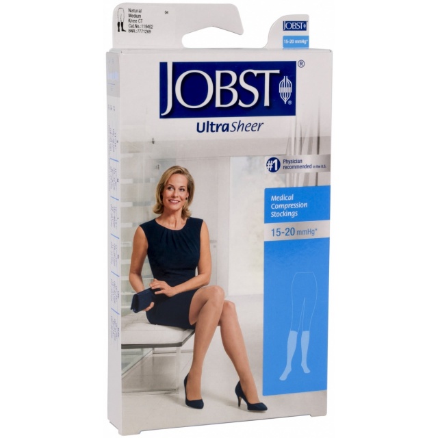 Jobst Ultrasheer 15-20 Closed Toe Knee High Compression Stockings - Natural - Medium
