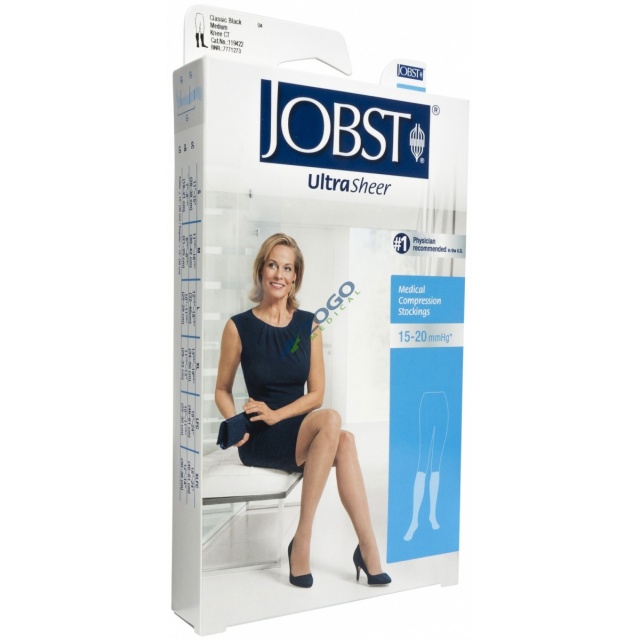 Jobst Ultrasheer 15-20 Closed Toe Knee High Compression Stockings - Black - Medium