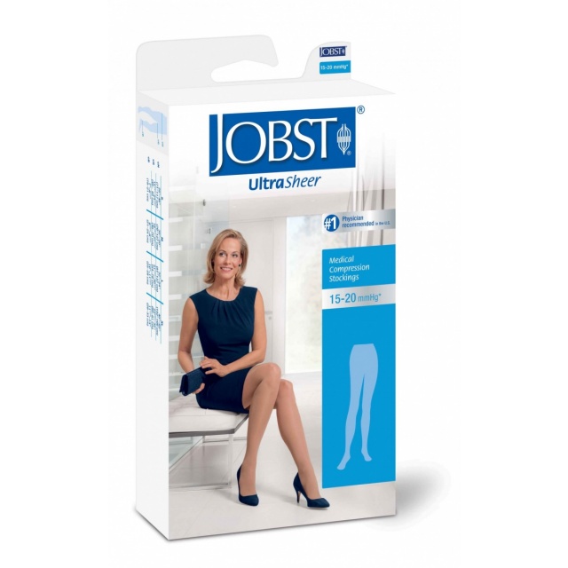 Jobst Ultrasheer 15-20 Closed Toe Classic Black Moderate Compression Maternity Pantyhose Stockings - Medium