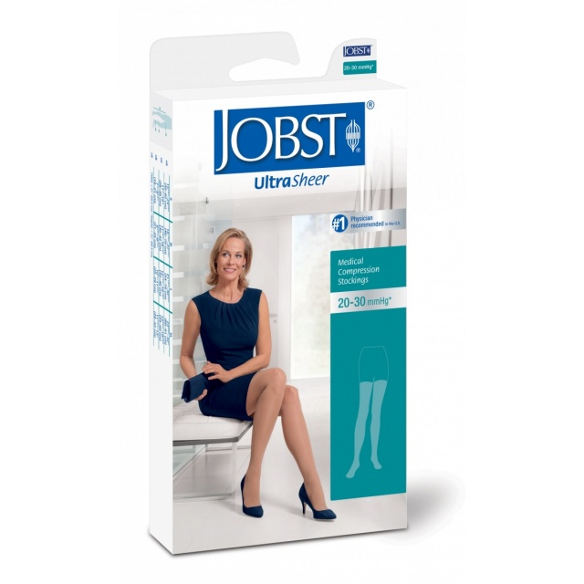 Jobst Ultrasheer 20-30 Thigh High Closed Toe Stockings w/ Dot Silicone Band Classic Black Medium