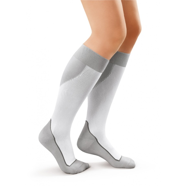 Jobst Sport 15-20 Knee High Closed Toe Compression Socks White/Grey - X-Large