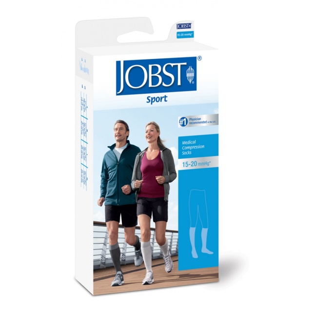 Jobst Sport 15-20 Knee High Closed Toe Compression Socks Black/Grey - X-Large