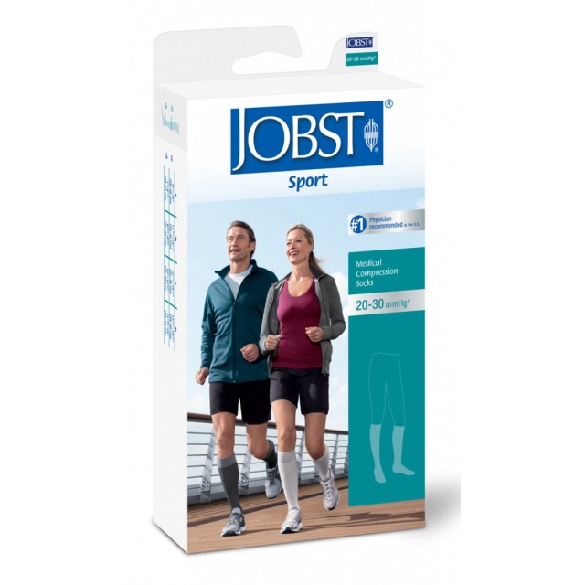 Jobst Sport 20-30 Knee High Closed Toe Compression Socks Black/Grey - Medium