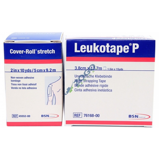 Leukotape P 1.5" x 15 yds & Cover-Roll Stretch 2" x 10 yds Combo Pack - One Roll Each