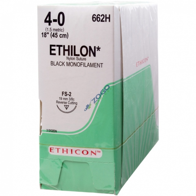 662H Suture 4-0 Ethilon 18" BLK Mono FS-2