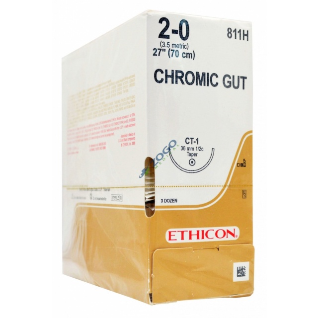811H Suture 2-0 Gut Chromic 27" BRN Virtual Mono CT-1