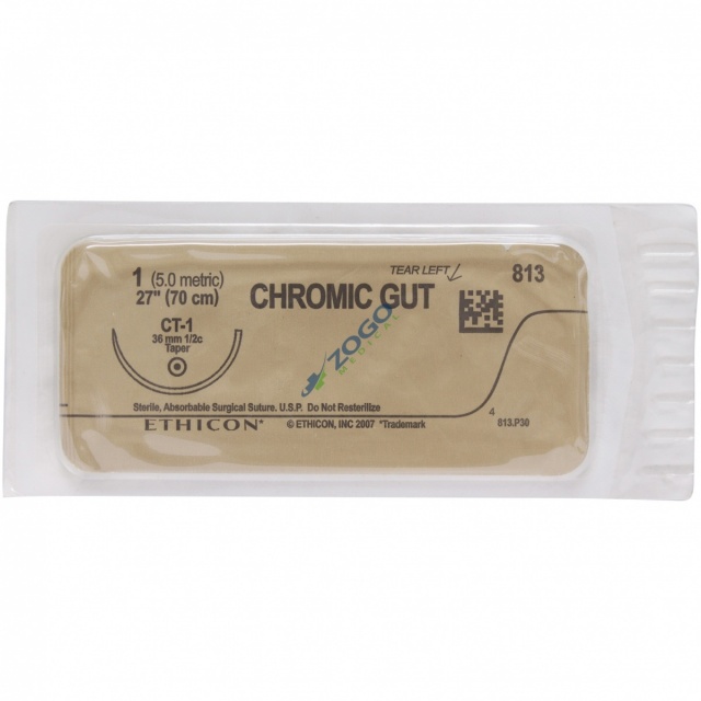 813H Suture 1 Gut Chromic 27" BRN Virtual Mono CT-1 - Expired