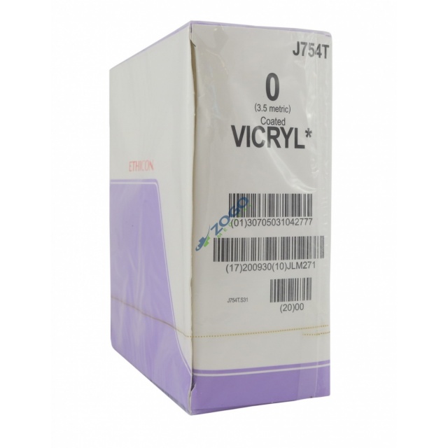 J754T Suture 0 Coated Vicryl 18" Undyed Braided OS-6