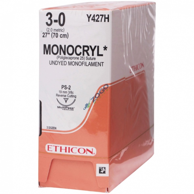 Y427H Suture 3-0 Monocryl 27" Undyed Mono PS-2