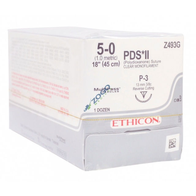 Z493G Suture 5-0 PDS II 18" Undyed Mono P-3