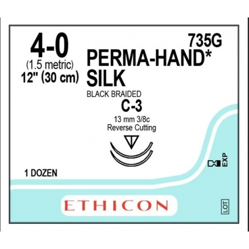 714G Suture 6-0 Silk Perma Hand 18" BLK Braided C-2