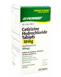 Cetirizine Hydrochloride 10mg 300/BX (Compare to Zyrtec)