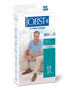 Jobst for Men Casual 20-30 Closed Toe Knee High Compression Support Socks Navy - X-Large Full Calf