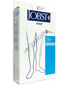 Jobst Relief 15-20 Thigh High Closed Toe Compression Stocking with Silicone Band - Black - Medium Petite