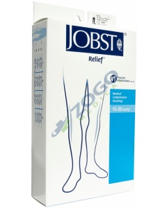 Jobst Relief 20-30 Closed Toe Thigh High Stockings with Silicone Band - Beige - Medium Petite