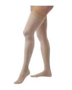 Jobst Relief 20-30 Thigh High Closed Toe Stockings with Silicone Band Beige Large