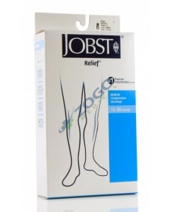Jobst Relief 15-20 Thigh High Closed Toe Compression Stocking with Silicone Band - Beige - Medium