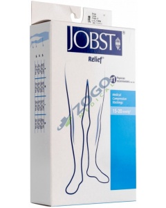 Jobst Relief 15-20 Thigh High Closed Toe Compression Stocking with Silicone Band - Beige - Large
