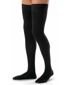 Jobst for Men 20-30 Thigh High Compression Stockings with Silicone Border Black - X-Large