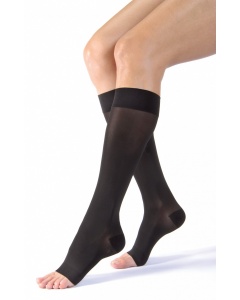 Jobst Ultrasheer 20-30 Open Toe Knee High Firm Compression Stockings Classic Black - X-Large Full Calf