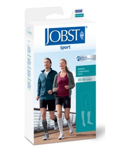 Jobst Sport 20-30 Knee High Closed Toe Compression Socks Black/Grey - X-Large