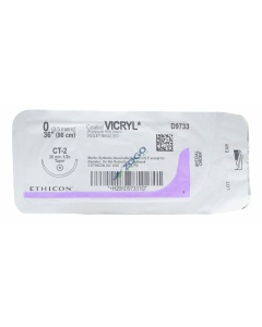 D9733 Suture 0 Coated Vicryl 36" Violet Braided CT-2