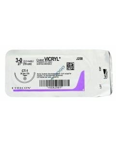 J258H Suture 3-0 Coated Vicryl 27" Undyed Braided CT-1