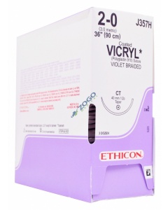 J357H Suture 2-0 Coated Vicryl 36" Violet Braided CT - 36/BX