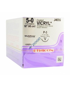 J463G Suture 5-0 Coated Vicryl 18" Violet Braided P-3