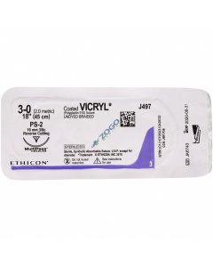 J497H Suture 3-0 Coated Vicryl 18" Undyed Braided PS-2