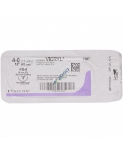 J507G Suture 4-0 Coated Vicryl 18" Undyed Braided PS-4