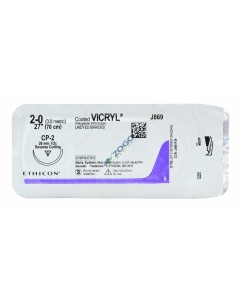 J869H Suture 2-0 Coated Vicryl 27" Undyed Braided CP-2
