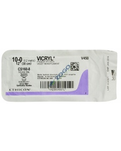 V450G Suture 10-0 Vicryl 12" VLT Mono CS160-8