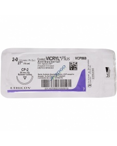 VCP869H Suture 2-0 Coated Vicryl Plus 27" Undyed Braided CP-2 - Expired