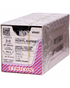 VR497 Suture 3-0 Vicryl Rapide 18" Undyed Braided PS-2