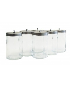 Unlabeled Sundry Jars Set Of Six (6) 7"H X 4.25"D Flint Glass Jars With Covers